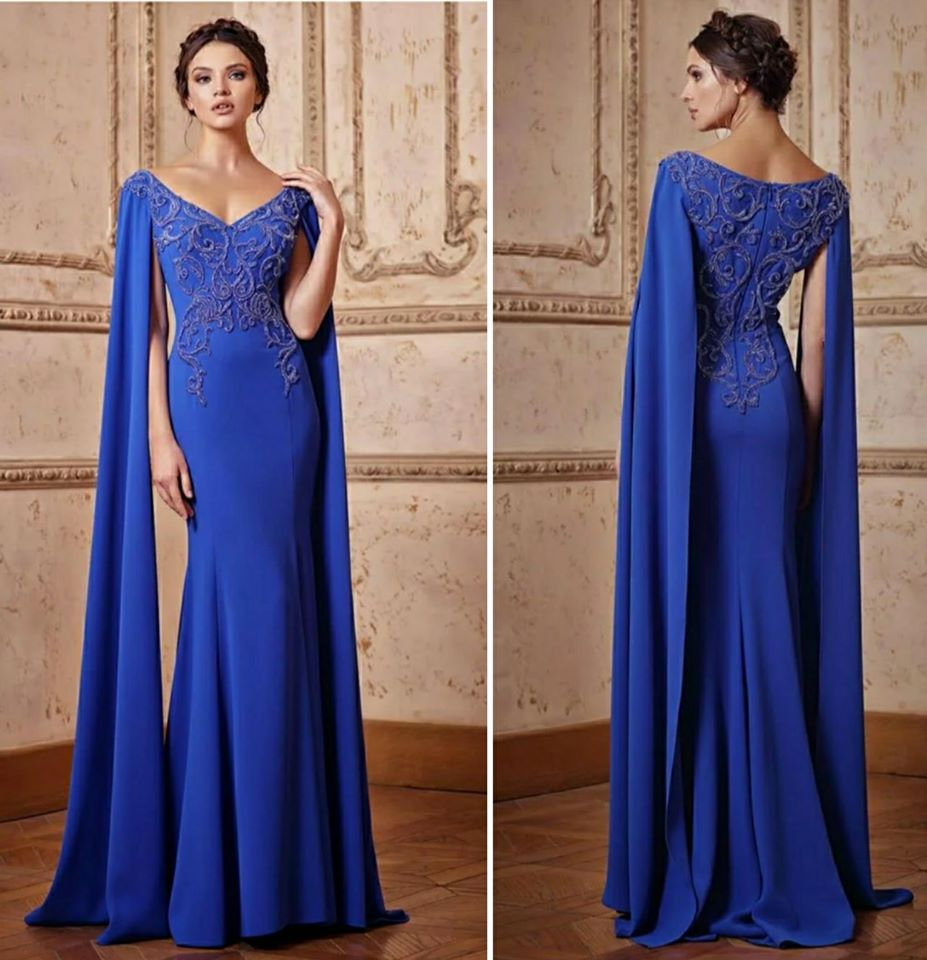True Blue long evening dress Italian design